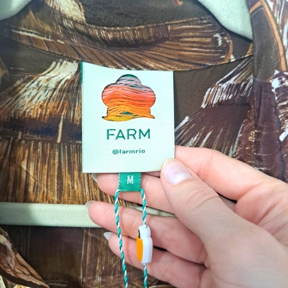 Farm Rio Malocas Long Sleeve Midi Dress Malocas Beige Medium NWT - Picture 8 of 11